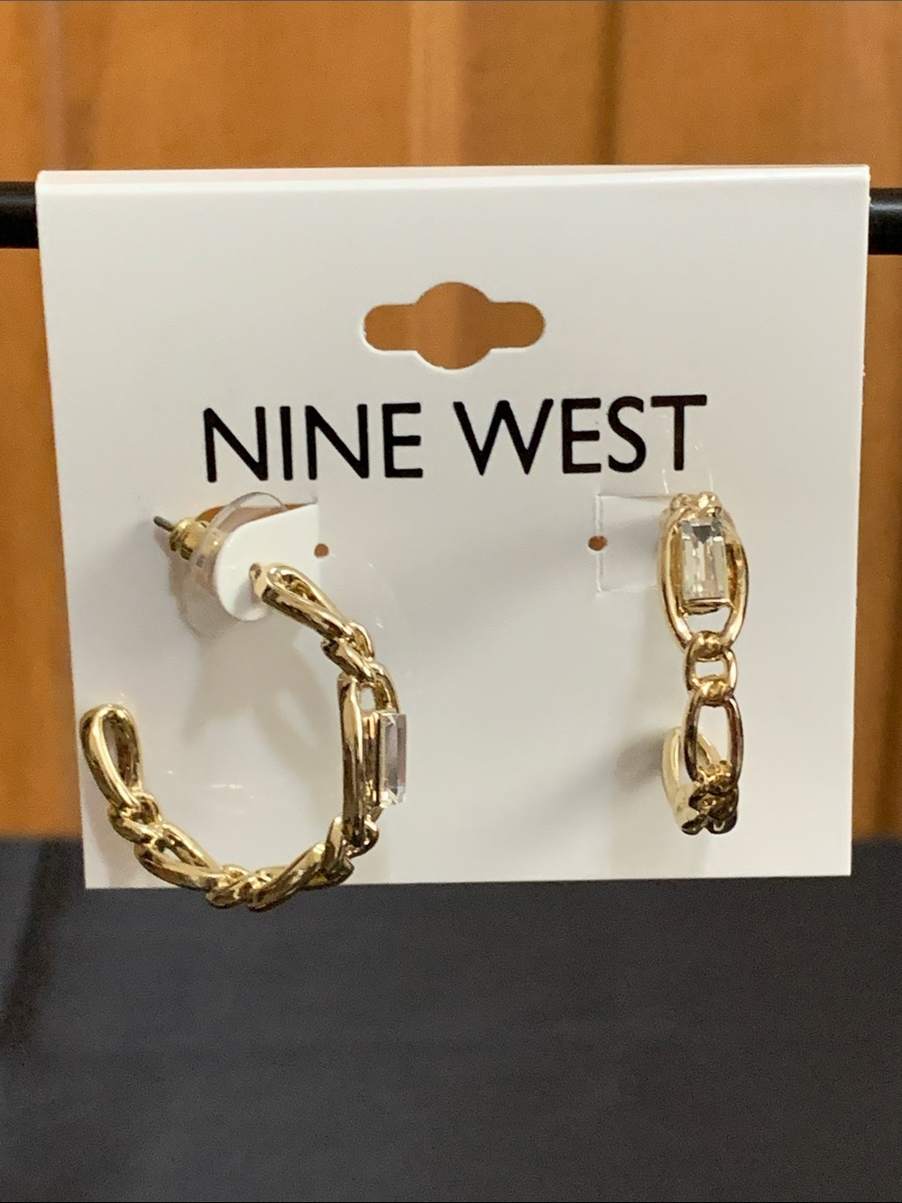 NWT Nine West gold tone clear stone earrings